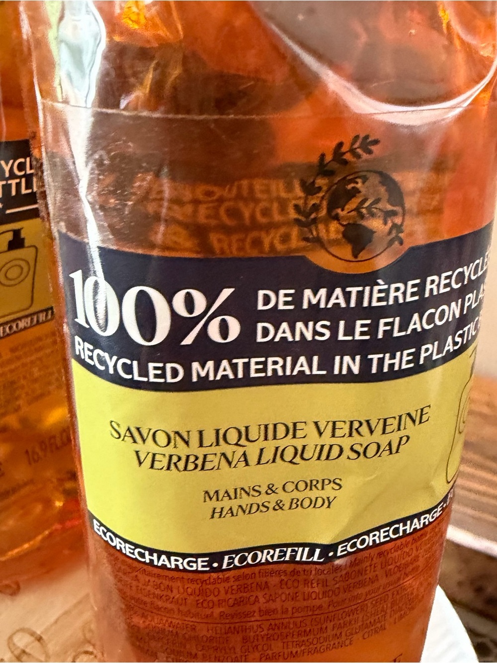 L'OCCITANE Verbena Liquid Soap Refill lot of 3 NEW 100% recycled bottle - Picture 5 of 6